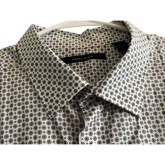 Perry Ellis Alloy Big & Tall Button Up Short Sleeve Shirt XLT TGE EGA 100% Cotto - Picture 13 of 15